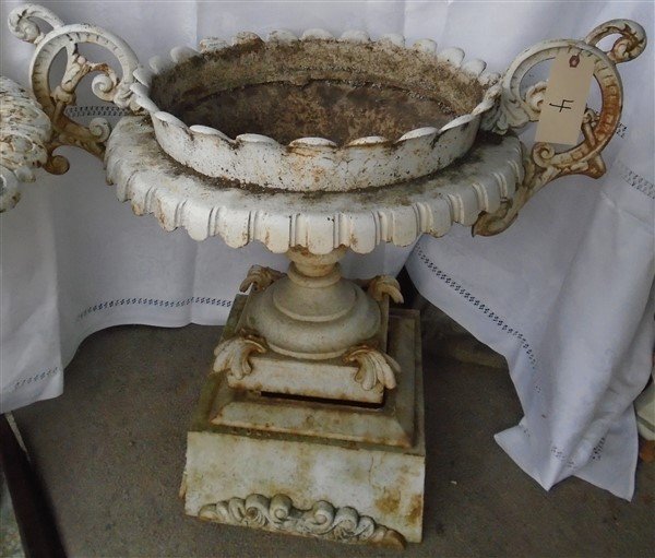 Iron Urn 27"H- L. Dean Utica New York: Iron Urn 27"H- L. Dean Utica New York