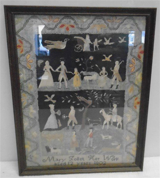 Framed Sampler Print Dated 1802: Framed Sampler Print Dated 1802