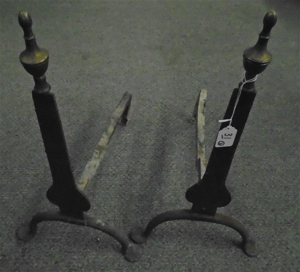 Pair of Knife Blade Andirons: Pair of Knife Blade Andirons