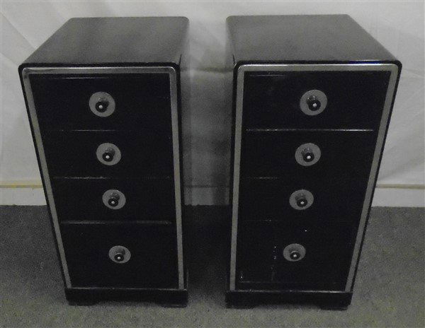 Pair of Simmons Steel & Chrome Night Tables: Pair of Simmons Steel & Chrome Night Tables