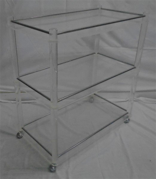 Chrome & Lucite Rolling Tea Cart: Chrome & Lucite Rolling Tea Cart