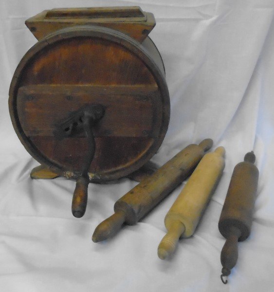 Butter Churn & 3 Rolling Pins: Butter Churn & 3 Rolling Pins