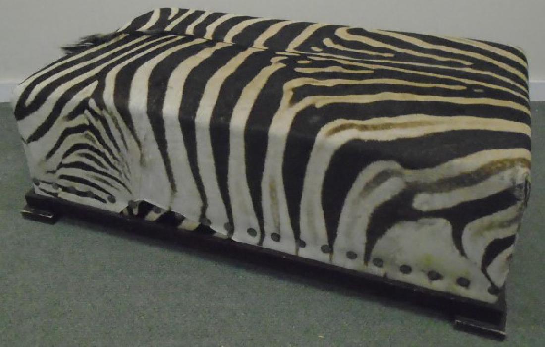 Oversized Zebra Skin Ottoman- From the Estate of Marvin: Oversized Zebra Skin Ottoman- From the Estate of Marvin Hamlisch, 30"D x 15"H x 47"L