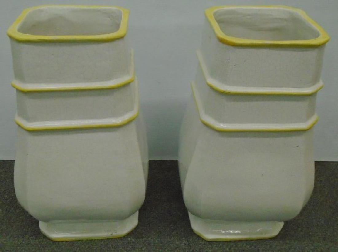 Large Paint Decorated Glazed Floor Vessels: Large Paint Decorated Glazed Floor Vessels- 21" high and 13" wide at the widest point