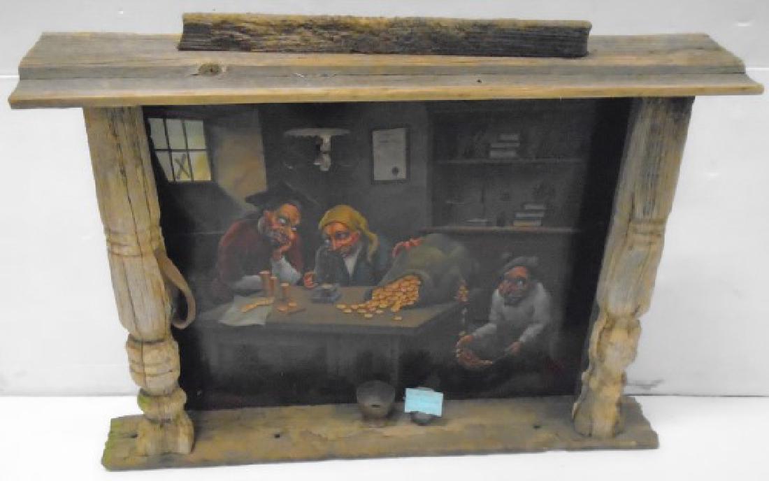 Ukrainian artist Anatoly Kozelski Surrealist Painting: Ukrainian artist Anatoly Kozelski Surrealist Painting in Folk Art Frame