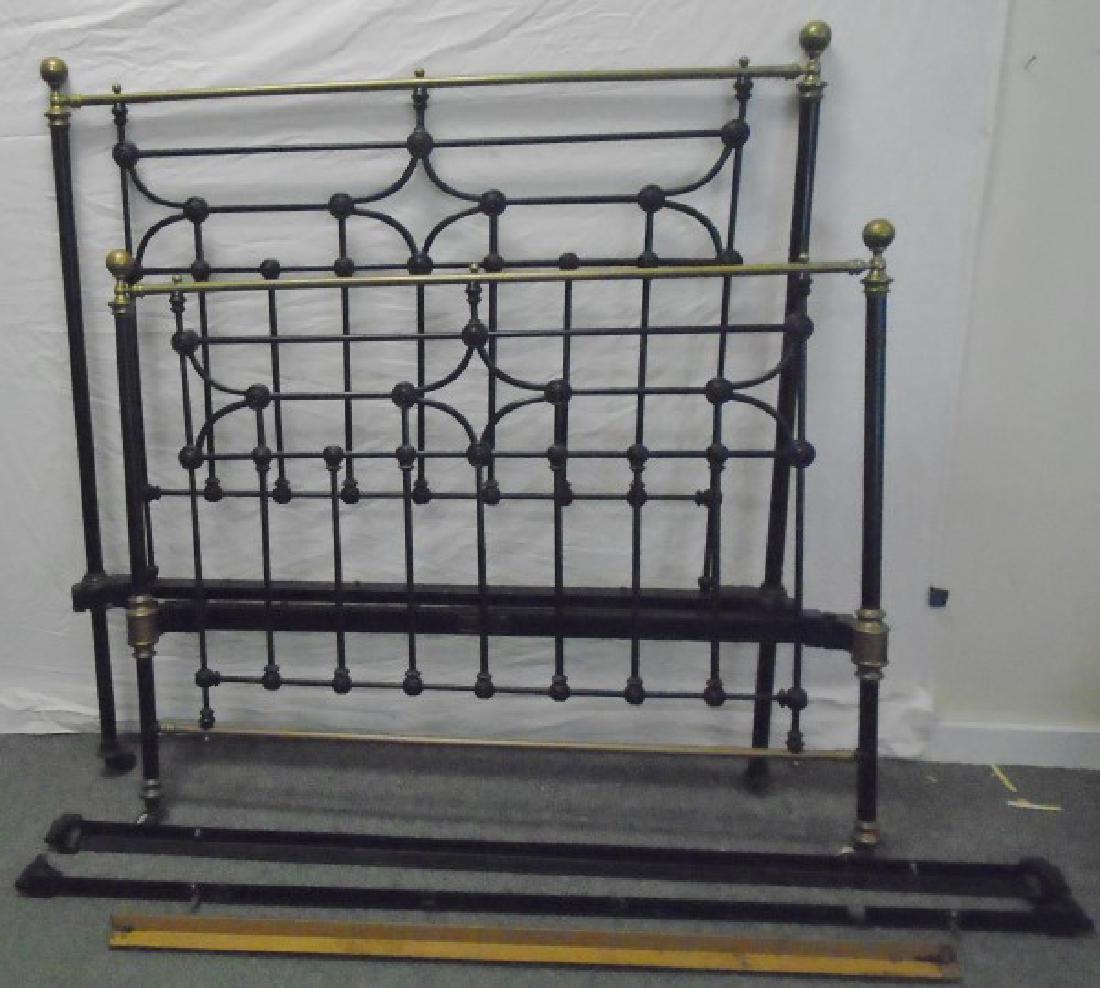 Brass and Iron Bed, sgnd London: Brass and Iron Bed, sgnd London