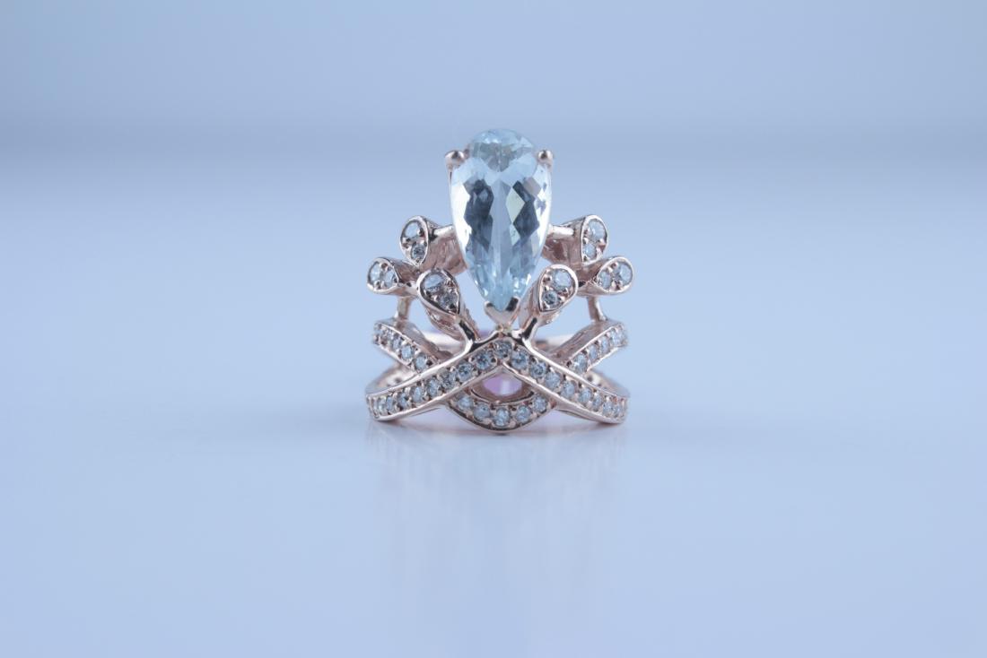 Aquamarine & Diamond Rose Gold Ring (1 of 2)