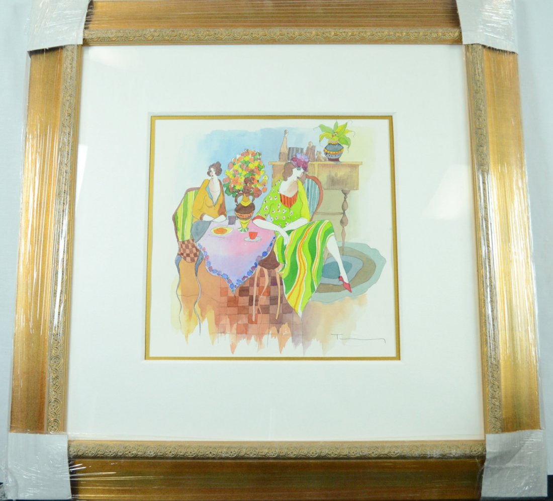 Itzchak Tarkay Afternoon Coffee Original. Mix Media (1 of 2)