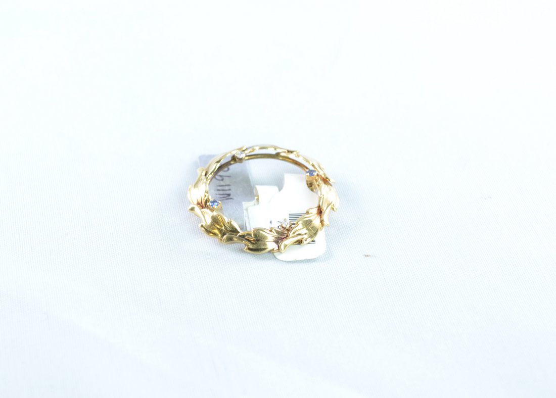 Sapphire & Diamond Brooch 0.15ctw. Sapphire, 0.14ctw. (1 of 2)