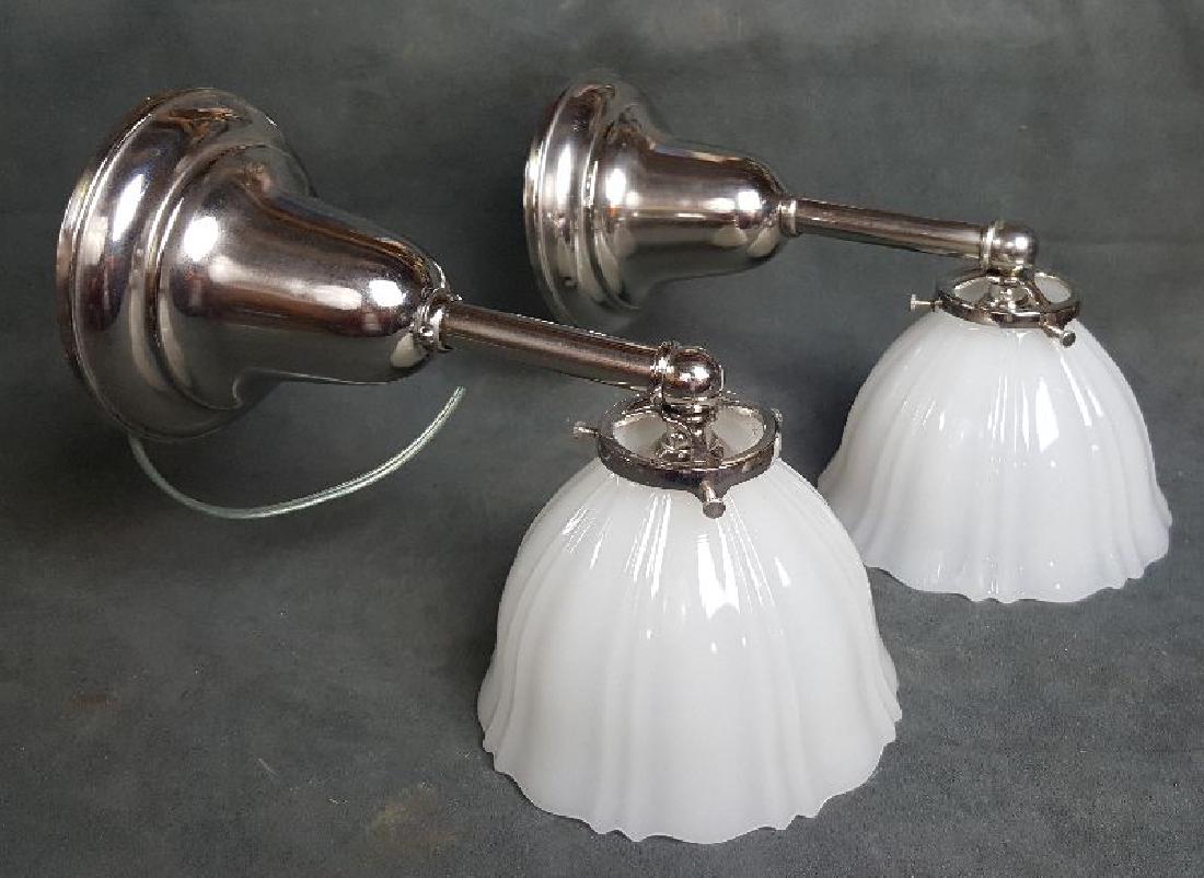 Pair of Nickel Plate Bath Sconces (1 of 5)