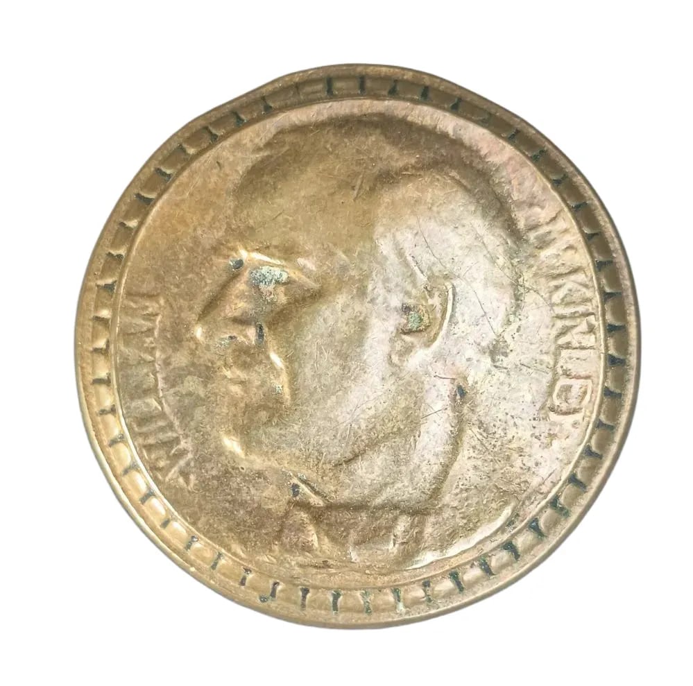 President William McKinley: Brass entry knob from a St. Louis high school c. 1902 named after President Wm. McKinley who was assassinated in 1901 at the Pan American Exhibition but who had been making plans for a Louisiana Purch