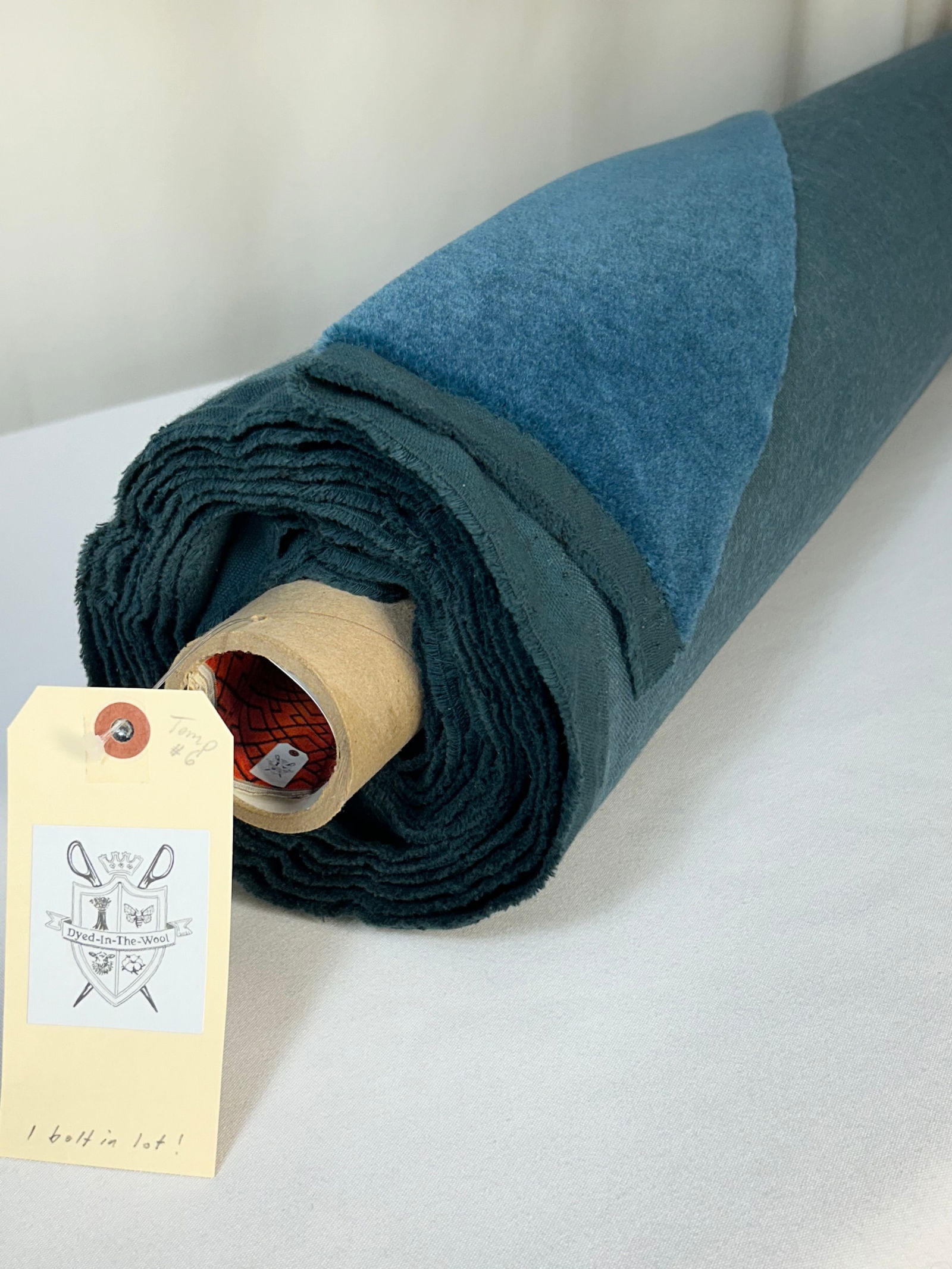 Blue Mohair Plush: 5.5 yards of Fret Fabric’s Mohair Plush in Mediterranean Blue, 54” wide. Best used for upholstery or pillows. Great condition.