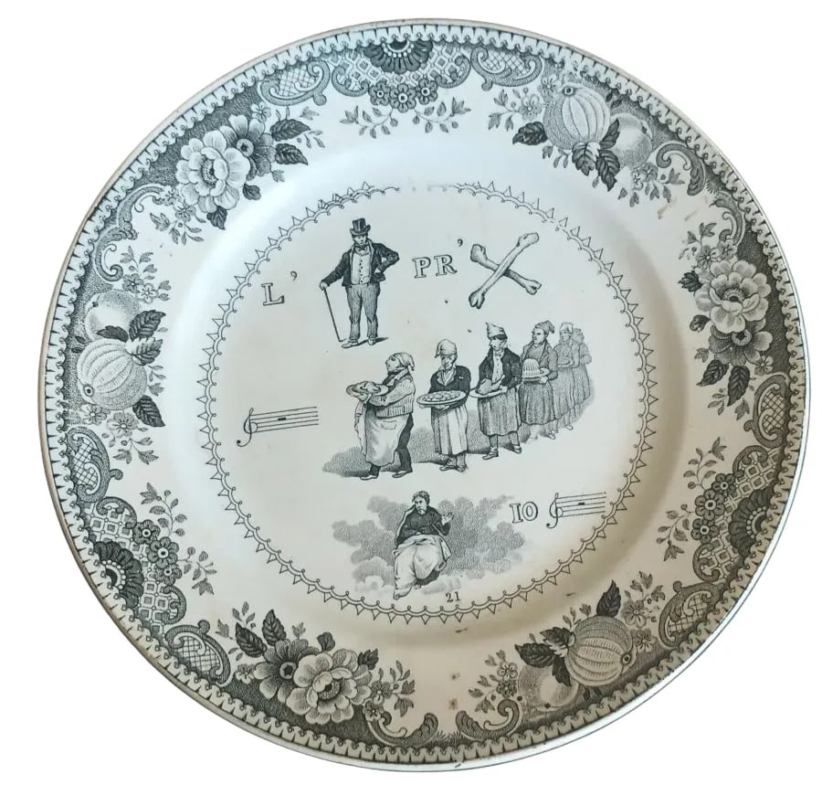 Antique French Transferware Puzzle Plate (1 of 5)