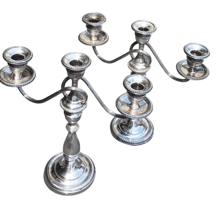 Pair Sterling Silver Candelabra (1 of 5)