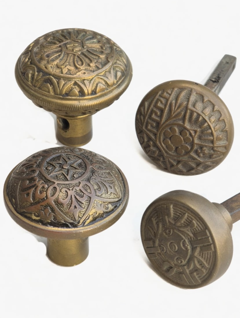 Four Small Knobs: Four quality knobs in diminuative sizes...dating from the 1870s, 80s, and 90s...the largest being 2" diameter...all good as found