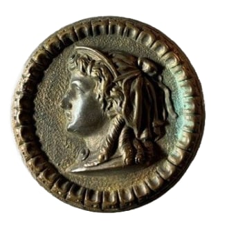 Lady With a Hairdo: Another original MCCC compression cast bronze passage knob...passage size...also in the R&E historical coiffeurs collection... nice as found...
