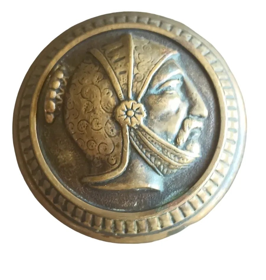 Warrior Passage Knob: Cast bronze warrior passage knob c. 1870s...good old color and nice condition....