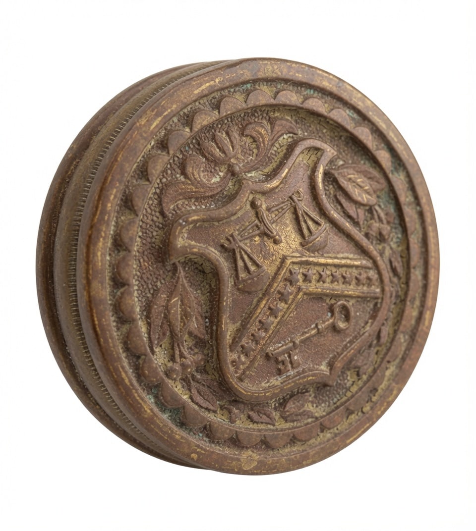 Find This On Your Money: Cast bronze entry knob from Corbin c. 1880s with the Seal of the U.S. Tresaury Dept....a perennial collector favorite...this one in very nice condition...