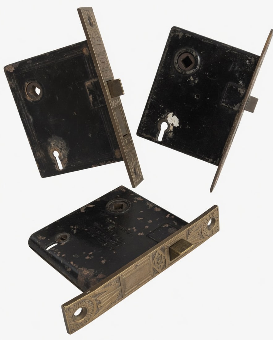 3 Matching Mortise Locks - 3