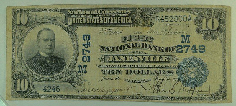 1902 (Date Back) $10 National Currency Note - The First (1 of 2)