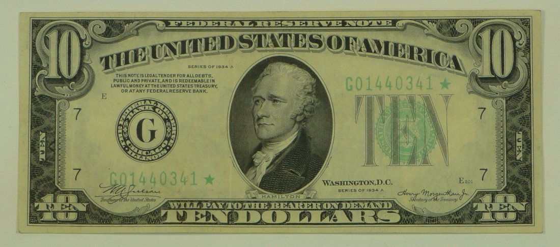 Star Note!  1934-A $10 Federal Reserve Note.  FR# 2006- (1 of 2)