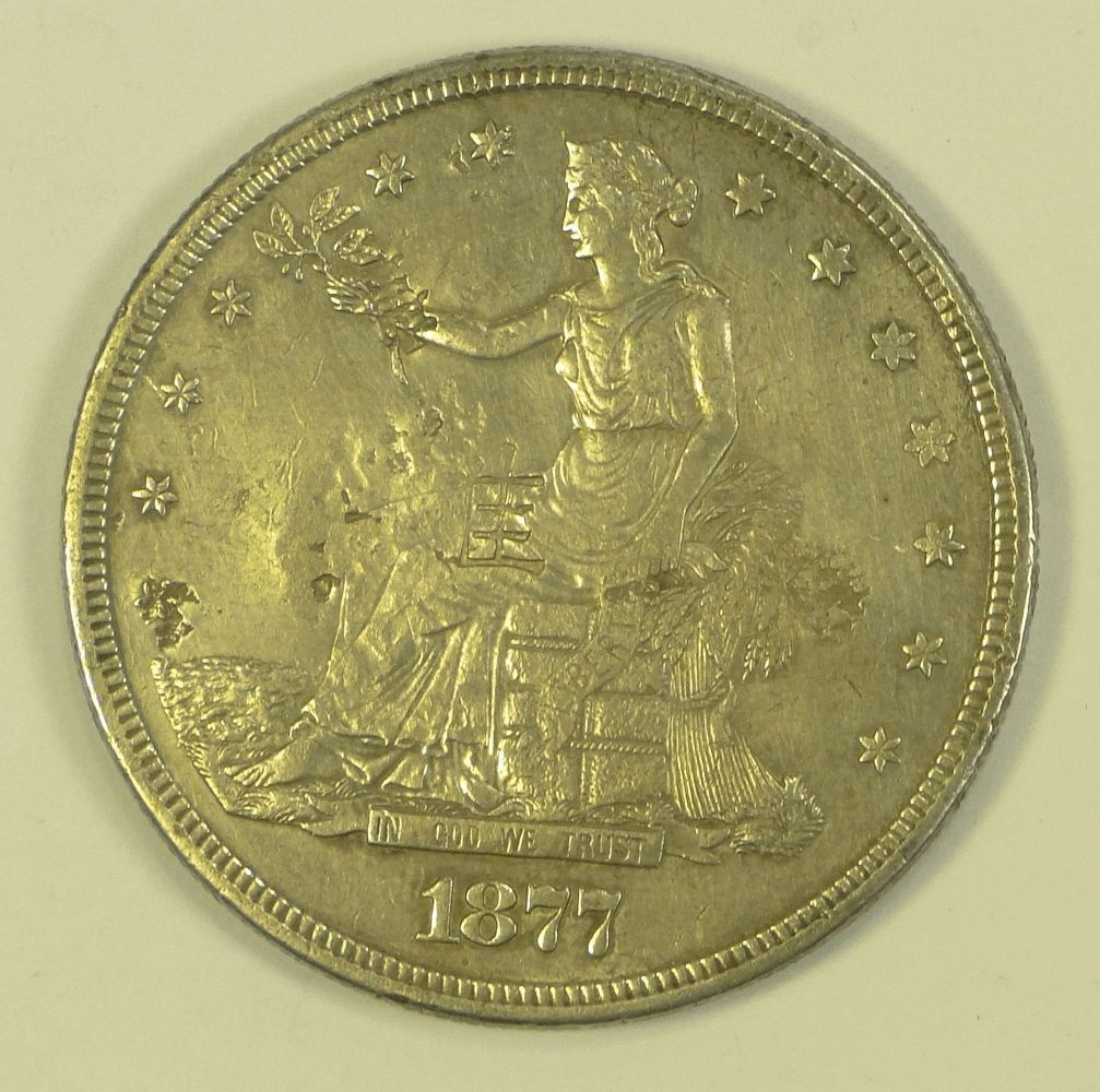 1877 S Trade Dollar with chop marks. (1 of 2)
