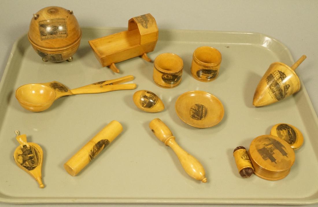 15pc Mauchlin Ware. Lot consists of napkins rings (1 of 5)