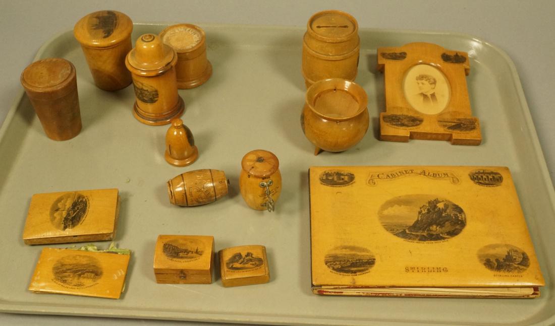 15pc Mauchlin Ware. Lot consists of Cabinet Album (1 of 5)