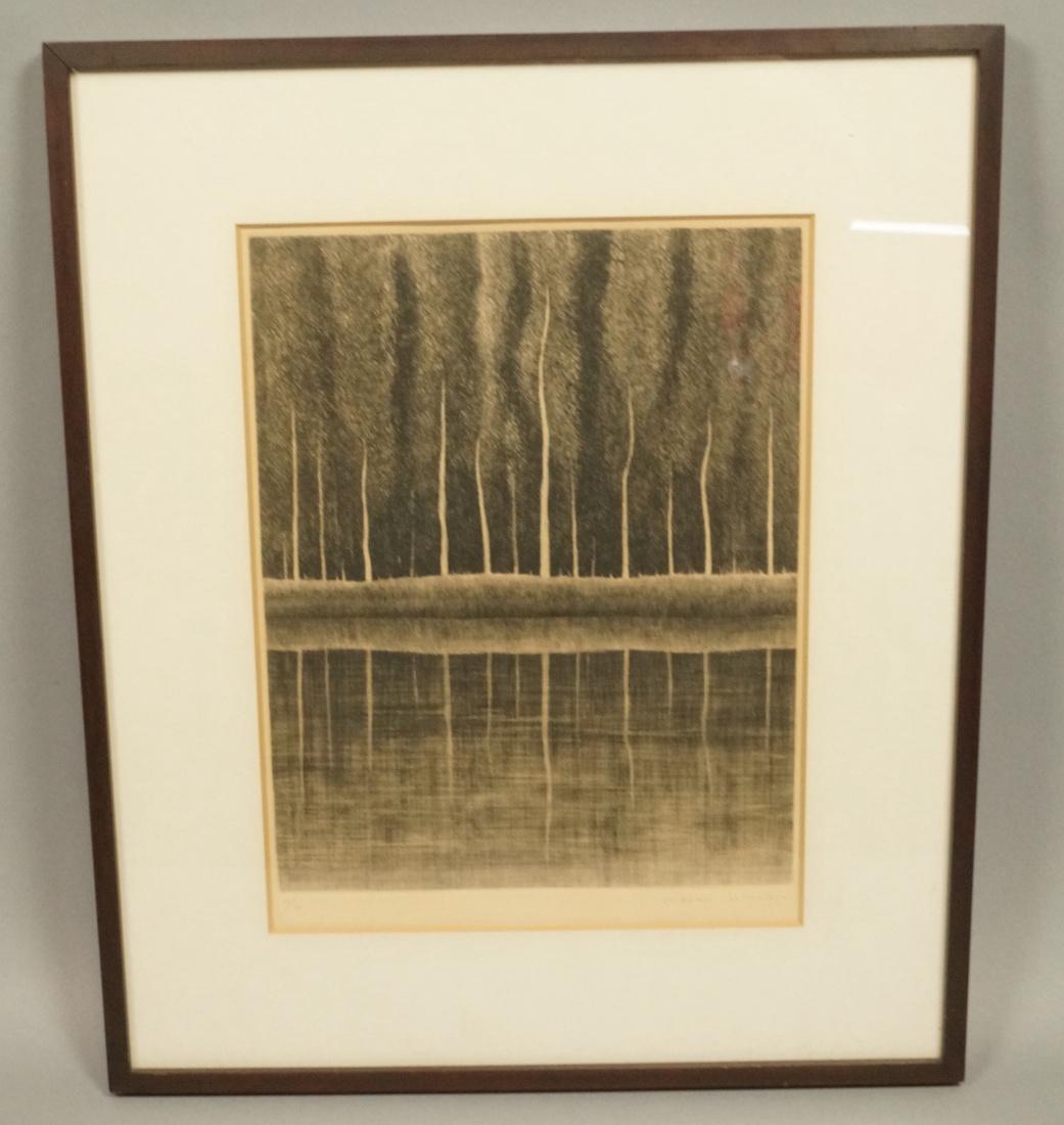SHIGERU KIMURA Etching. "A White Tree in a Landsc (1 of 6)