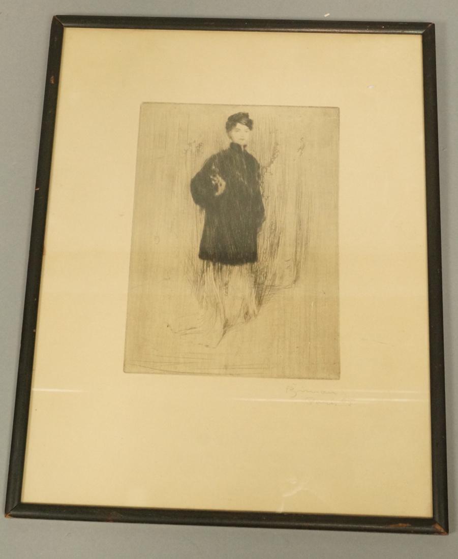 BIRMAN Paris '05 Vintage Etching of Well dressed: BIRMAN Paris '05 Vintage Etching of Well dressed woman in fur coat. Pencil signed. -- Dimensions: Image Size: H: 7.75 inches: W: 5.75 inches ---