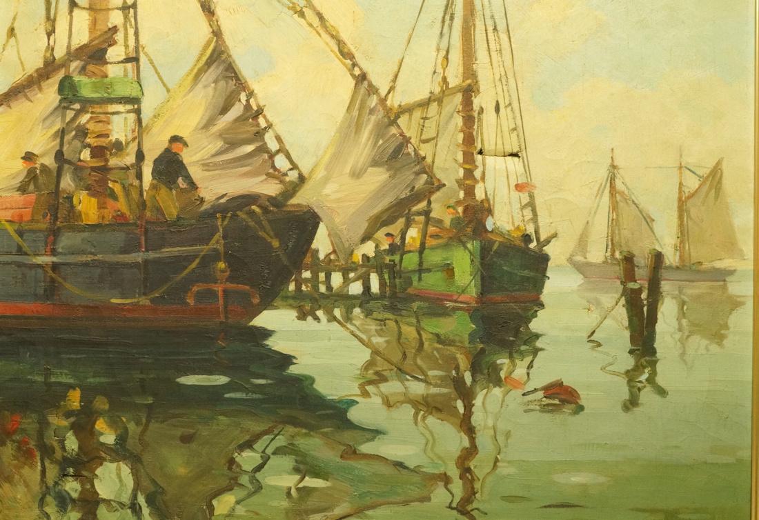 ROBERT CONNAVALE OIl Painting. Ships in Harbour. (1 of 10)