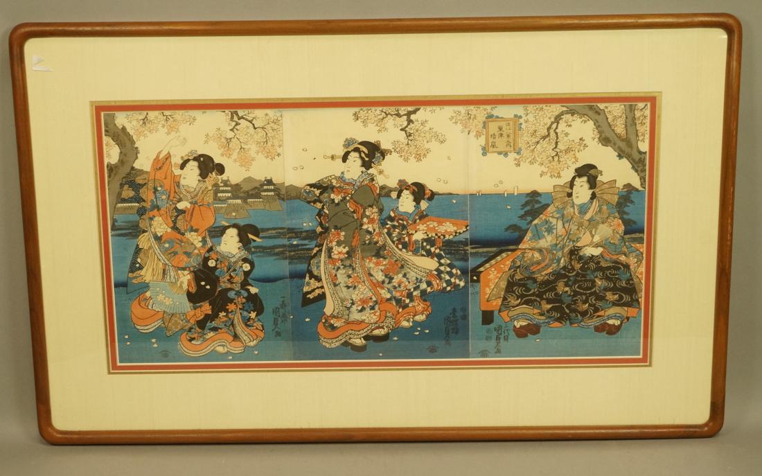 Set 3 Signed Chinese Watercolors. Young women in: Set 3 Signed Chinese Watercolors. Young women in the garden. Signed. Sidney Rothman Gallery labels. -- Dimensions: Image Size: H: 19 inches: W: 7 inches ---