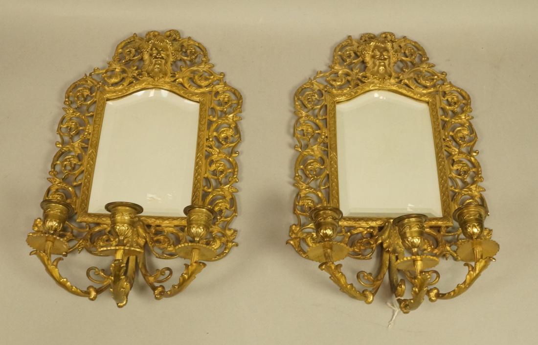 Pr Beveled Mirror Wall Sconces with 3 arm candle (1 of 10)