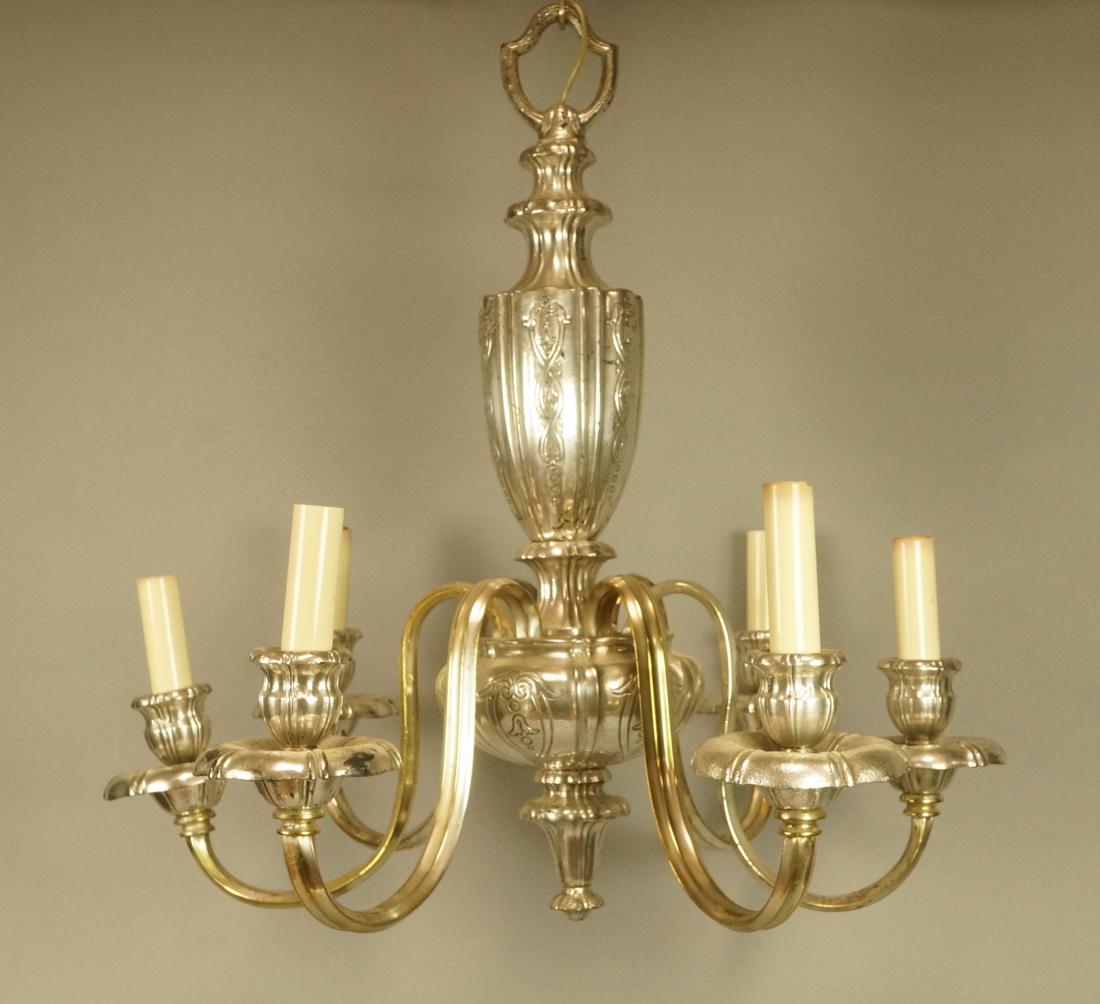 Decorative Silver Plate Chandelier.  6 arms. (1 of 9)