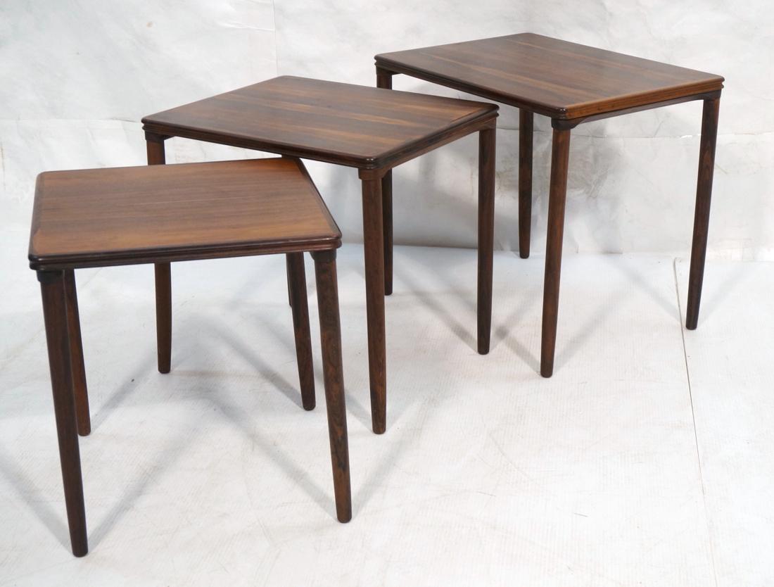 3pc Danish Rosewood Nesting Tables. Tapered legs. (1 of 6)