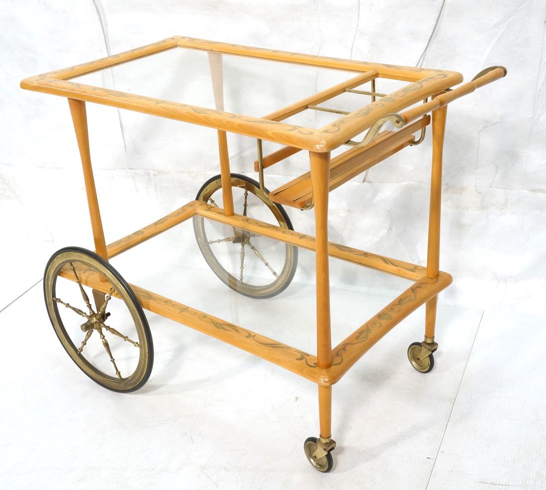 Modernist Italian Rolling Bar Cart. 2 glass tiers (1 of 8)