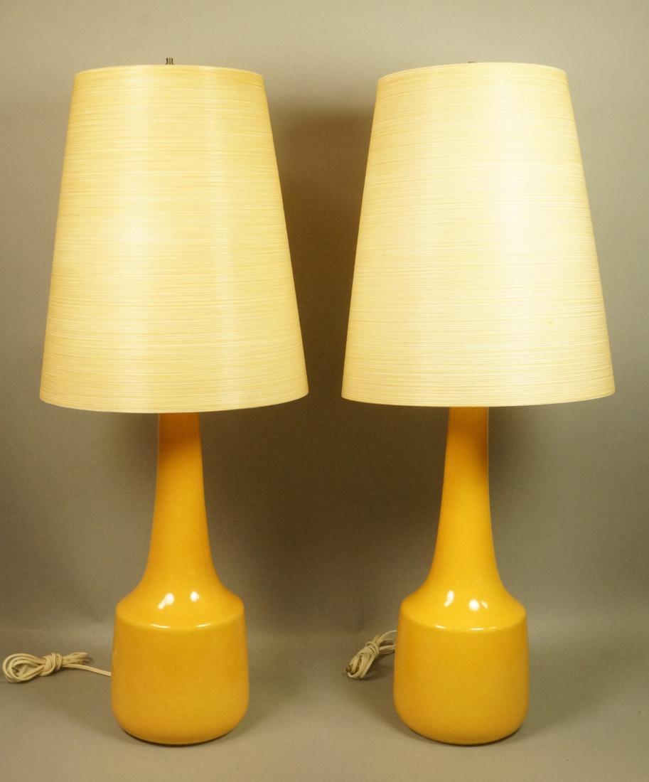 Pr Modernist Yellow Glazed Pottery Table Lamps. B (1 of 9)