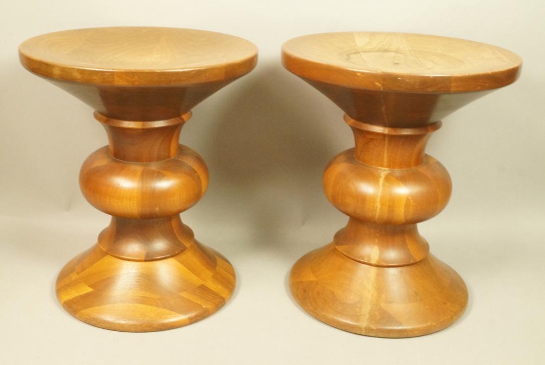 Pr TIME LIFE Sculptural Walnut Stools. EAMES (1 of 6)