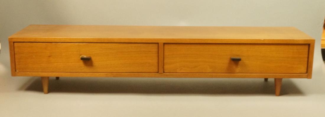 Two drawer American Modern Walnut Footed Cabinet. (1 of 8)