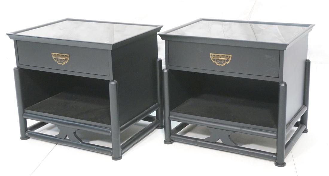 Pr Ebonized One Drawer End Tables Night Stands. R (1 of 7)
