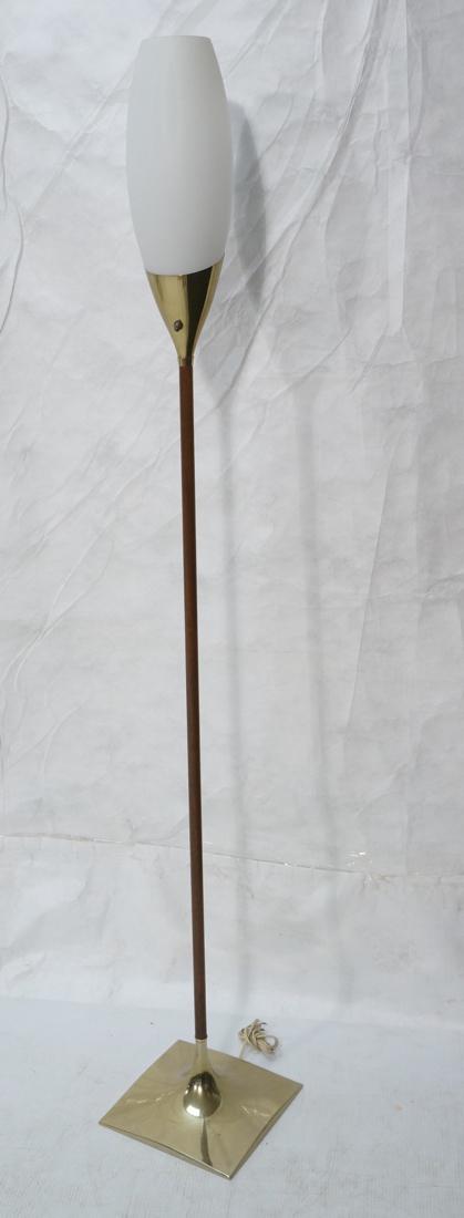 LAUREL Frosted Glass Brass Walnut Floor Lamp. Not (1 of 6)