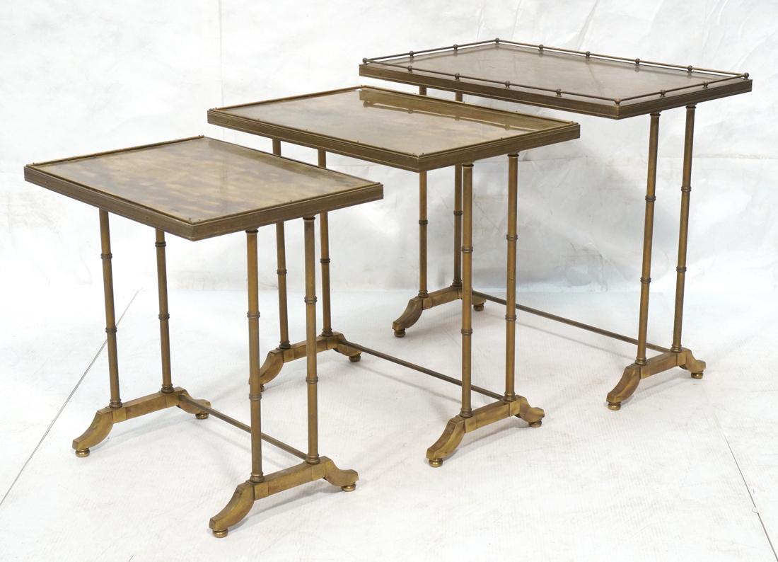 Set 3 Brass Regency Style Nesting Tables. Heavy b (1 of 10)