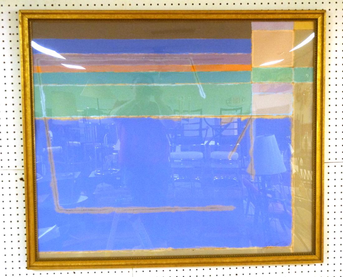 Modernist Abstract Print. Pastel blue, green, ora (1 of 5)