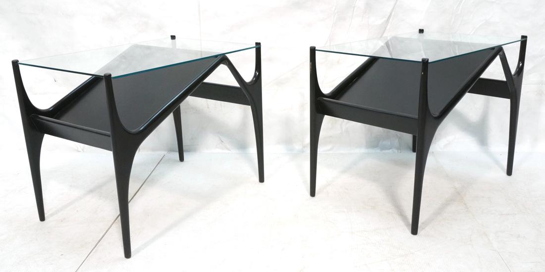 Pr Ico Parisi Style Side Tables.  Ebonized Wood M (1 of 9)