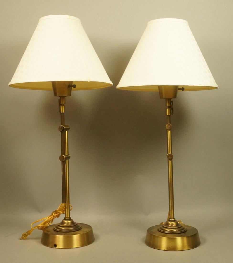 Pr CHAPMAN Style Antique Brass Table Lamps. Adjus (1 of 7)