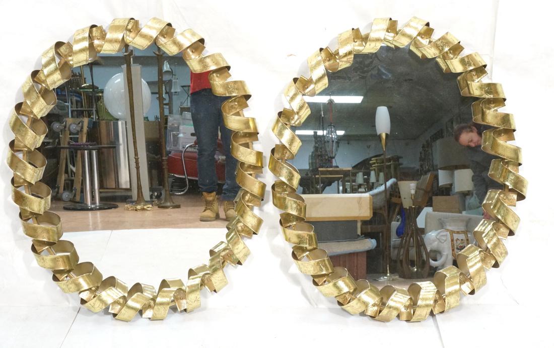 Pr Decorator Gold Leaf Spiral Oval Wall Mirrors. (1 of 10)