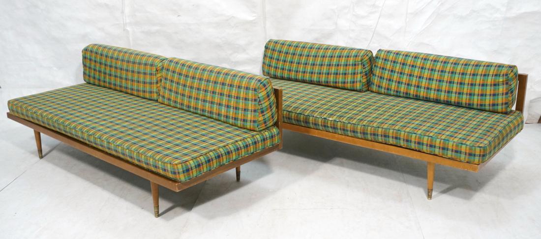 Pr Modernist Wood Frame Day Beds. Vivid plaid uph (1 of 9)