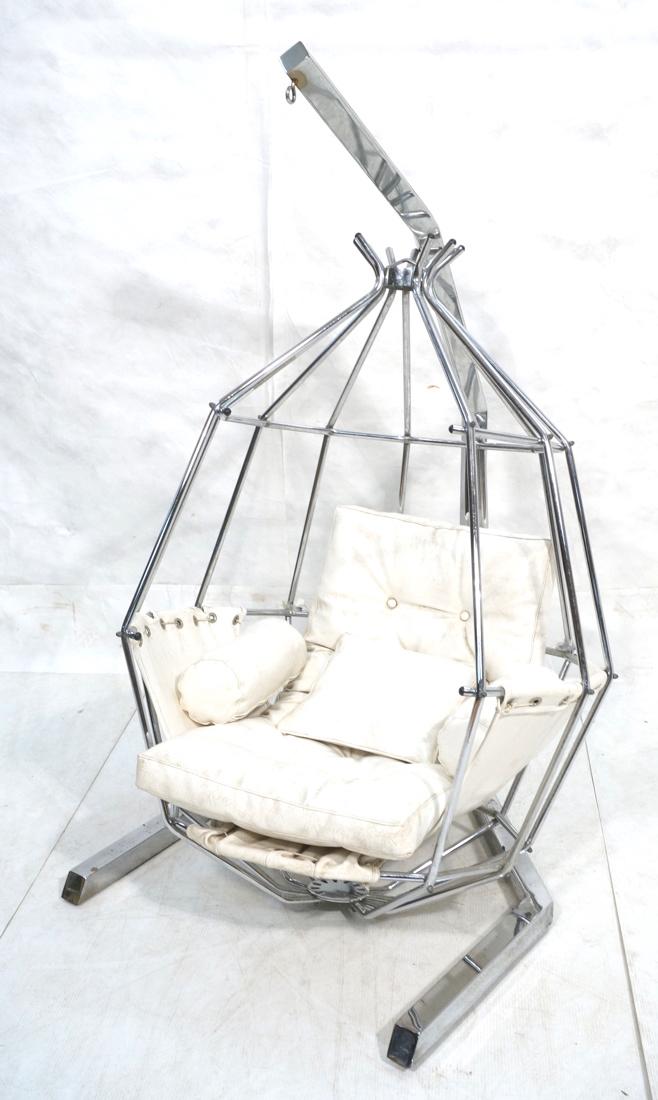 Modernist Chrome Frame Hanging Chair and Stand. C (1 of 10)