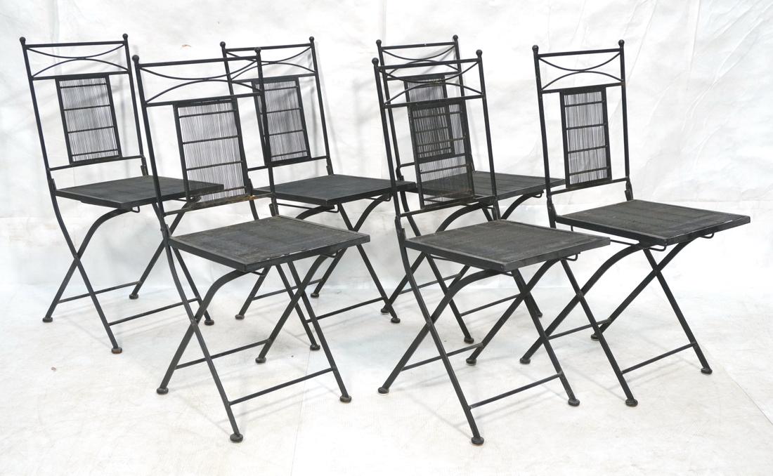 Set 6 French Cafe Style Metal Folding Chairs. Bla (1 of 8)