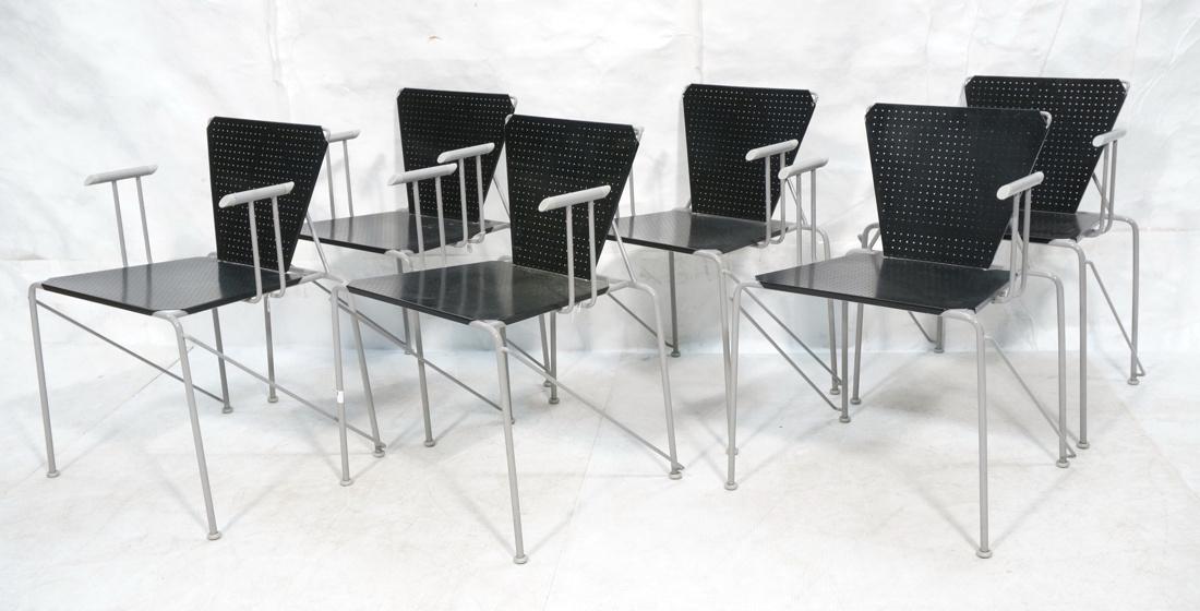 Set 6 Italian Memphis Style Metal Side Chairs. Gr (1 of 9)